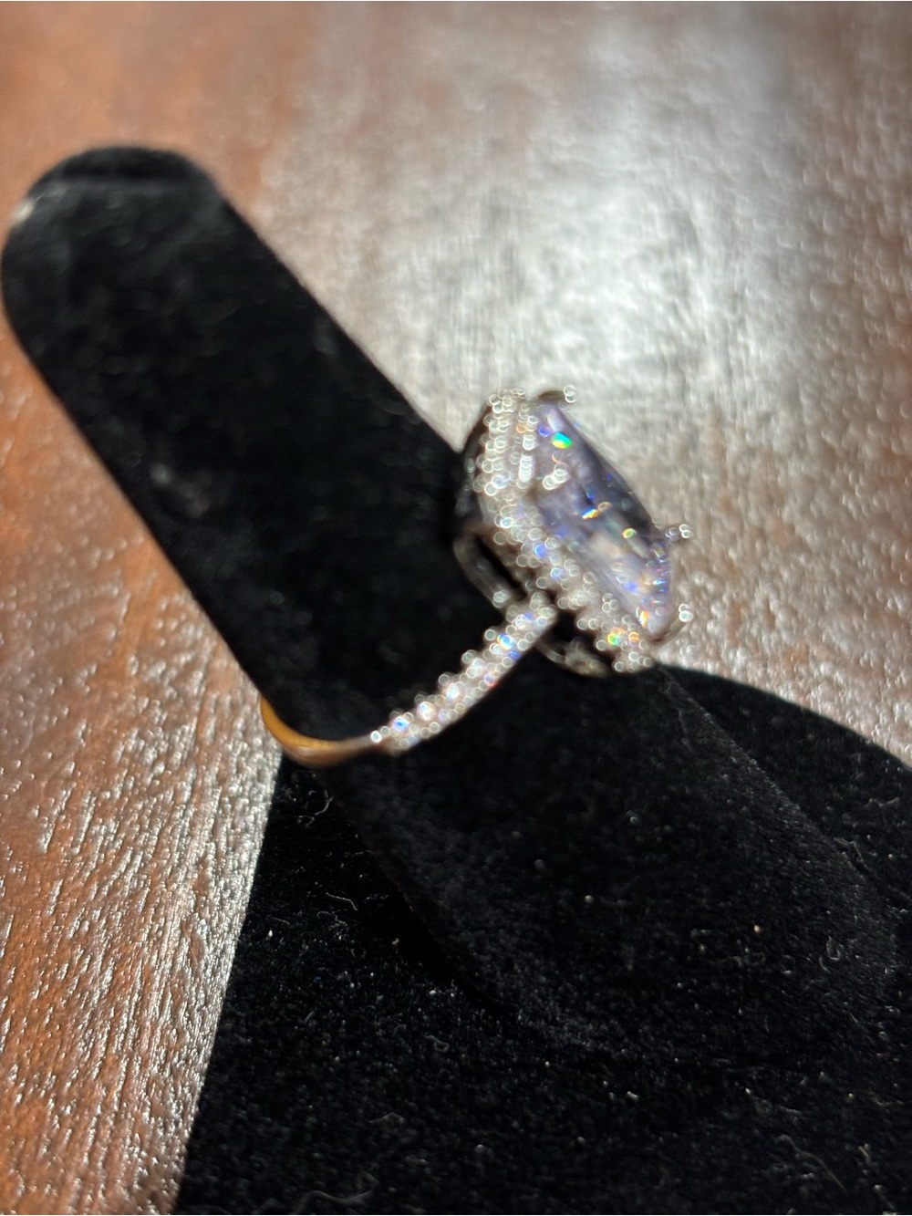 Sparkling Clear Emerald-Cut Halo Ring in Silver Tone. Size 6. - Picture 5 of 15